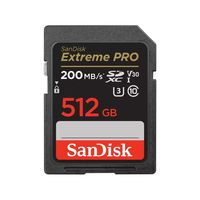 بطاقة سانديسك Extreme Pro SD UHS I بسعة 512 جيجا بايت لفيديو 4K للكاميرات الرقمية ذات العدسة الأحادية العاكسة (DSLR) والكاميرات عديمة المرآة بسرعة 200 ميجابايت / ثانية والكتابة بسرعة 140 ميجابايت / ثانية ، ضمان مدى الحياة