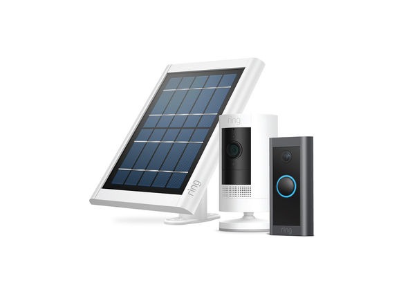 Ring 3in1 Bundle+ Video Doorbell Wired+ Stickup Cam Battery+ Solar Panel, White