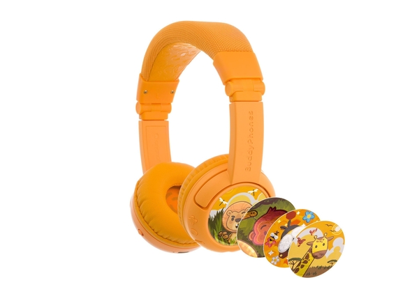 BuddyPhones Play+ Kids Wireless Bluetooth Headphones, Sun Yellow