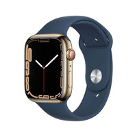Apple Watch Series 7 GPS+ Cellular, 45mm Gold Stainless Steel with Abyss Blue Sport Band - Regular