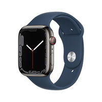 Apple Watch Series 7 GPS+ Cellular, Graphite Stainless Steel Case with Abyss Blue Sport Band, 41mm