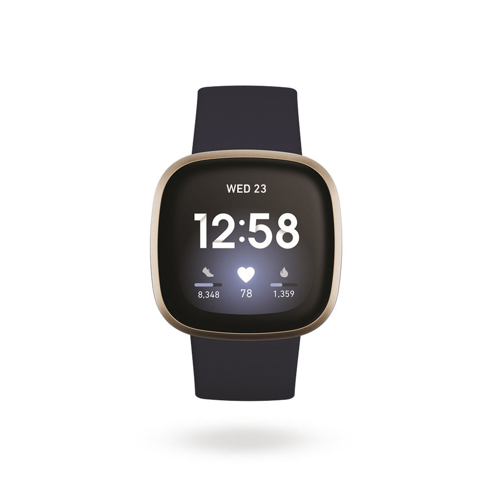 Fitbit Versa 3 – GPS Smartwatch Midnight Soft Gold Aluminum