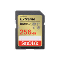 SanDisk Extreme SD UHS I 256GB Card for 4K Video for DSLR and Mirrorless Cameras 180MB/s Read & 130MB/s Write, Lifetime Warranty