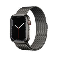 Apple Watch Series 7 GPS+ Cellular, Graphite Stainless Steel Case with Graphite Milanese Loop, 41mm