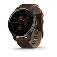 Garmin Venu 2 Plus 43 mm Slate Stainless Steel Bezel With Slate Case And Brown Leather Band