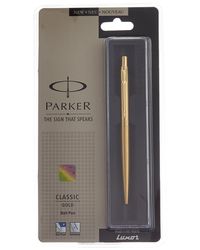 Parker Classic Stainless Steel Gold Ball Pen (Blue Ink)