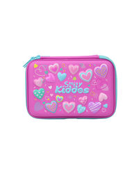 Smily Double Compartment Pencil Case Pink