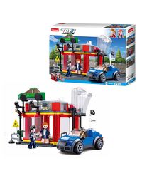 Sluban Town Automobile Sales Service Shop Building Bricks with 3 Mini Toys & 1 Blue Toy Car