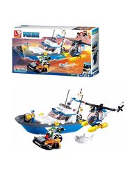 Sluban Land & Sea Police Building Blocks Kit for Kids - Creative Construction Set with 347 Pieces Educational STEM Toy, BIS Certified Building Kit and Gifts for 6+ Year Old Boy or Girl
