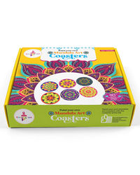 Kalakaram Paint Your Own Mandala Art Coasters, Pack of 6 Coasters, Pre-Etched Design Mandala Coaster Painting Kit, DIY Painting Craft Kit for Kids and Adults, All in One Painting Set