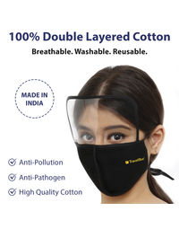 Travel Blue Cotton Face Mask With Face Shield (Black)