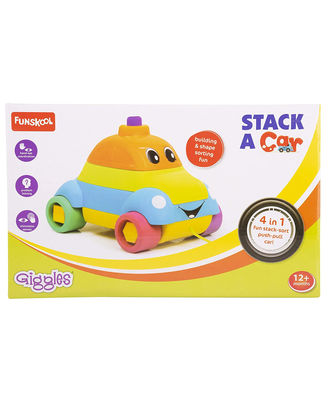 Giggles - Stack A Car, 2 in 1 Pull along toy, Walking, Shape sorting, Pretend Play, 18 months & above, Infant and Preschool Toys