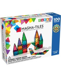 Magna-Tiles 100-Piece Clear Colors Set, The Original Magnetic Building Tiles For Creative Open-Ended Play, Educational Toys For Children Ages 3 Years+