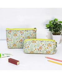 Strokes by Namrata Mehta Summer Blooms Grey Cosmetic Pouches - Set of 2