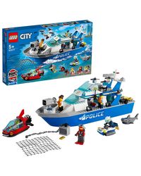LEGO Police Patrol Boat Building Blocks for Kids 60277 (276 Pieces), multicolor