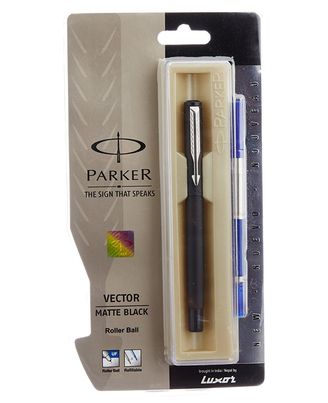 Parker Vector Matte Black Roller Ball Pen (Parker Logo Key Chain Free)