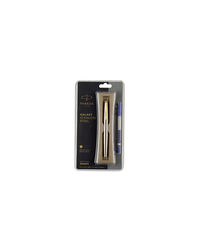 Parker Galaxy Stainless Steel Gold Trim Roller Pen (Blue Ink)