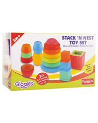 Giggles - Stack N Nest Toy, Multicolour 3 in 1 Gift Set, Develops Motor Skills, 6 Months & Above, Infant and Preschool Toys