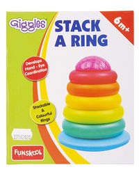 Giggles - Stack A Ring, Multicolour stacking toy with 5 Colourful rings, Helps to Grasp, Shake and Stack, 12 months & above, Infant and Preschool Toys