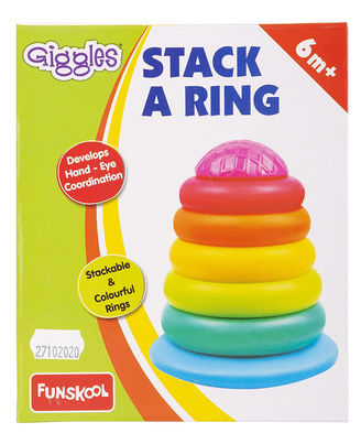Giggles - Stack A Ring, Multicolour stacking toy with 5 Colourful rings, Helps to Grasp, Shake and Stack, 12 months & above, Infant and Preschool Toys