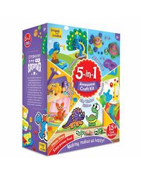 Imagimake 5-in-1 Awesome Craft Kit- Kids Arts and Crafts- Arts and Crafts for Kids ages 6-8 - Air Dry Clay, Paper Quilling Kit, Stamp for Kids, Foam Crafts - Gifts for 5, 6, 7, 8 Year Old Girls & Boys