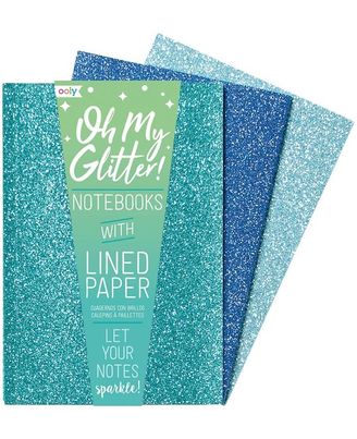 ooly Oh My Glitter! Notebooks - Set of 3 - Aquamarine & Sapphire