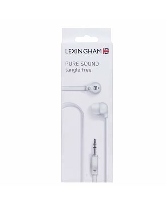 Lexingham Tangle Free 3.5 Jack Ear Phones, white
