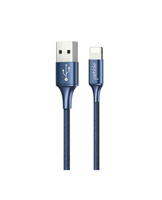 Pebble Lightning Nylon Braided USB Cable Blue