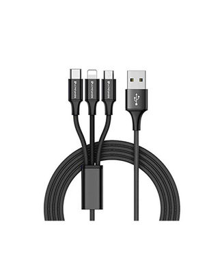 Ultraprolink Ul1015 Zync Trio-Link 3-In-1 Fast Charging Cable 1.5M For Usb Type C, Micro And Apple Ios Connectors (Black), multicolour