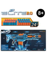 NERF Elite 2.0 Echo Cs-10 Blaster, 24 Darts, 10-Dart Clip, Removable Stock and Barrel Extension