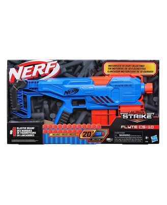 Nerf Alpha Strike Flyte CS-10 Motorised Blaster– 10-Dart Clip-Fed Blasting– 20 Official Nerf Elite Darts– for Kids, Teens, Adults, Multicolor (E8696)