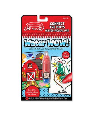 Melissa & Doug On the Go Water Wow! Connect the Dots Farm Activity Pad (Reusable Water-Reveal Coloring Book, Refillable Water Pen) , Multi color