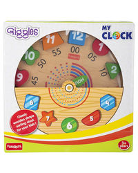 Giggles - My Clock, Shape sorting clock puzzle, Teaches Time, shapes and Numbers, 3 Years & above, Preschool toys Multicolor