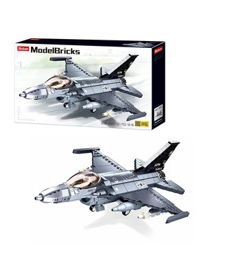 Sluban F-16C Falcon Fighter Building Blocks Kit for Kids - Creative Construction Set with 521 Pieces Educational STEM Toy, BIS Certified Building Kit and Gifts for 10+ Year Old Boy or Girl