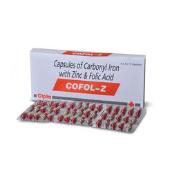 Cofol Z (Carbonyl Iron 50 mg+ Zinc Sulphate Monohydrate USP 61.8 mg equivalent to Elemental Zinc 22.5 mg+ Folic Acid IP 0.5mg)