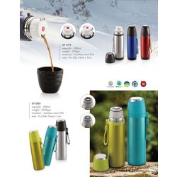 SV2204 SS Vaccum Flask with Cup, red  blue  silver p-green  a-blue  silver, 26 x 7 cms 25 x 7 cms, 500 ml