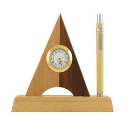 SV8031 Wood Trio Pen Stand with Clock