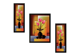 SAF Set of 3 Flowers Digital Reprint Painting (14 inch x 20 inch)
