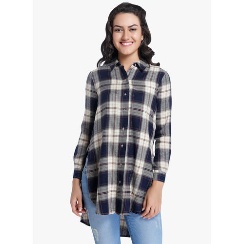 Only Checked Shirt, 40,  navy blue