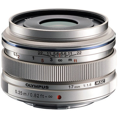 Olympus M. Zuiko 17mm f1.8 Lens, silver