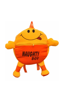 Kidz Zone Orange Naughty Boy Cartoon School Bag For Kids Soft Toy Push Shoulder Bag, 15 inch,  orange