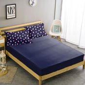 Double Bed Sheet With Two Pillow Covers BS-33, double, navy blue