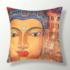 My Room Satin Orange Buddha Cushion Covers, pack of 1