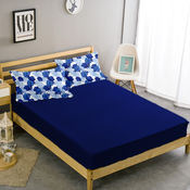 Double Bed Sheet With Two Pillow Covers BS-7, double, royal blue