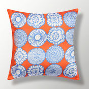 My Room Satin Orange and Blue Floral Cushion Covers, pack of 1