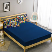 Double Bed Sheet With Two Pillow Covers BS-15, double, royal blue