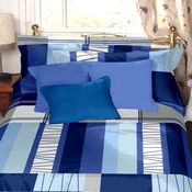 Dreamscape 100% Cotton 144 TC Geometric Bedsheet, blue, single, with 1 pillow cover