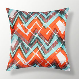 My Room Satin Orange and Green Abstract Cushion Covers, pack of 1