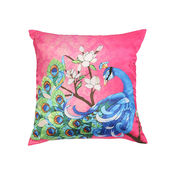 My Room Satin Pink and Peacock Blue Cushion Covers, pack of 5