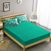 Double Bed Sheet With Two Pillow Covers BS-2, double, green